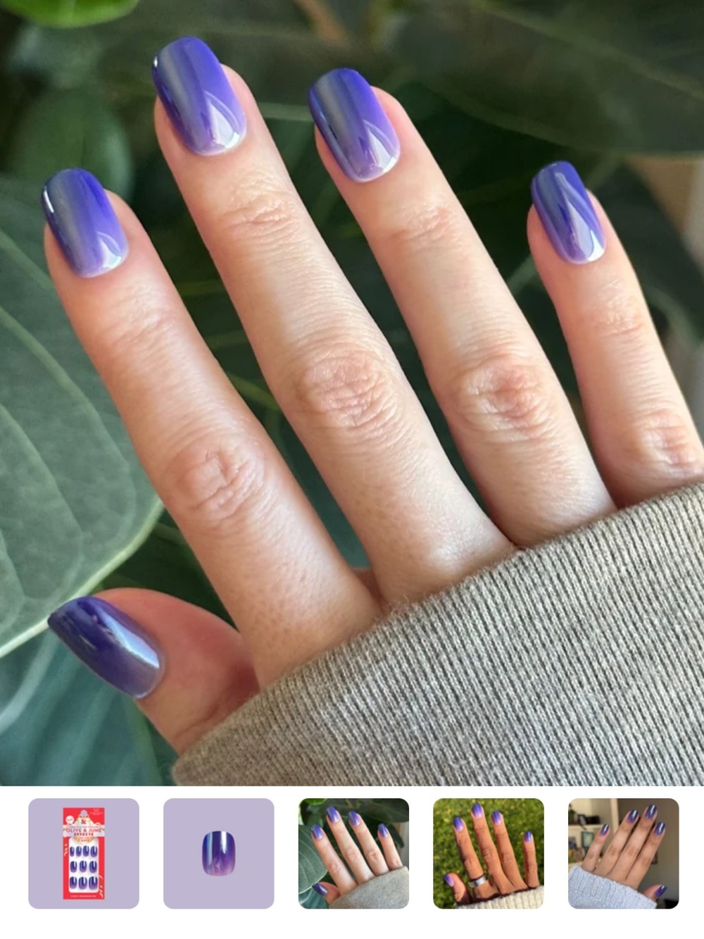 Olive and June Super Stick Mani Press On Nails in Midnight Chrome Gradient - Picture 2 of 9